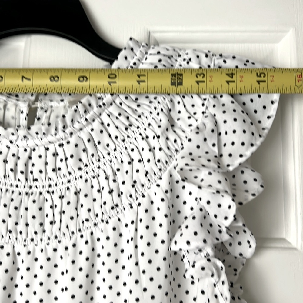 Women’s Small Loft Blouse Top.  Black and White Polka Dot. Excellent condition - Picture 10 of 11